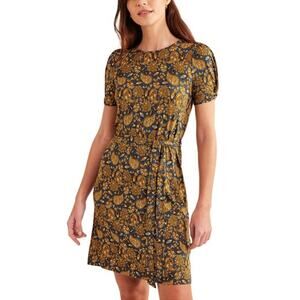 Boden Yellow and Black Paisley Mini Dress